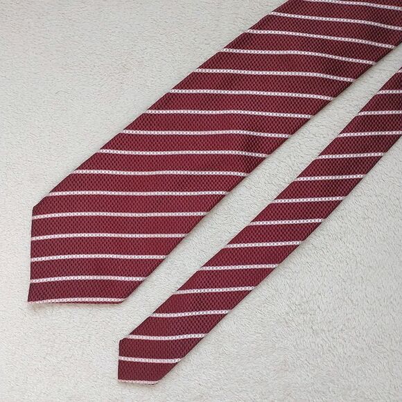 Vtg Serica Necktie Rep Tie Red White Striped Silk Hand Made In Italy 3.75x60" - Picture 2 of 9